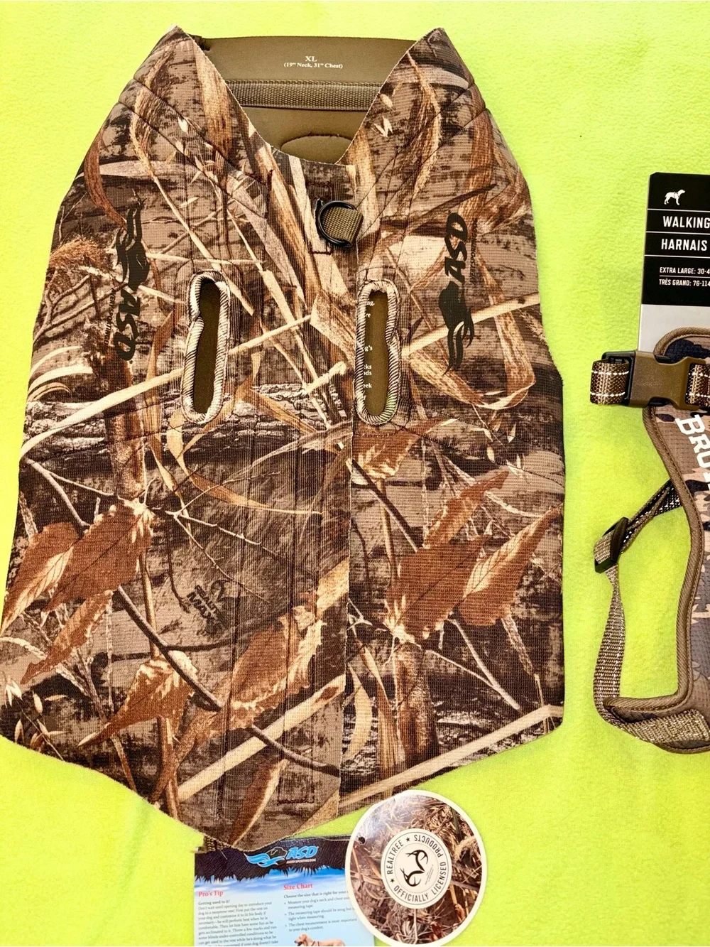 2 - Browning camouflage XL walking harness & ASD camouflage neoprene Dog Jacket